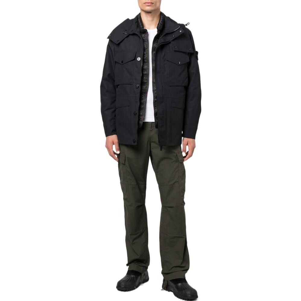 Куртка мужская Stone Island с капюшоном и карманами, черный — фото 2