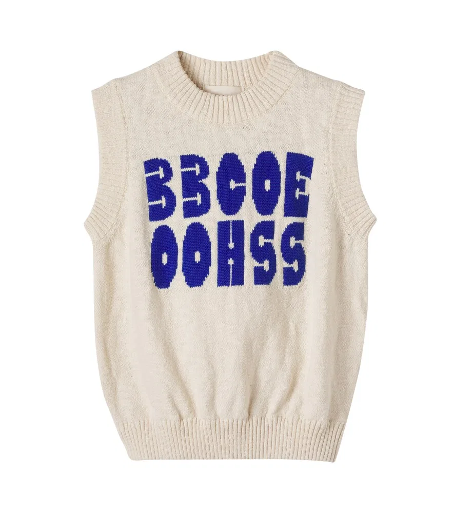 Вязаный жилет из хлопковой смеси с логотипом Bobo Choses, белый
