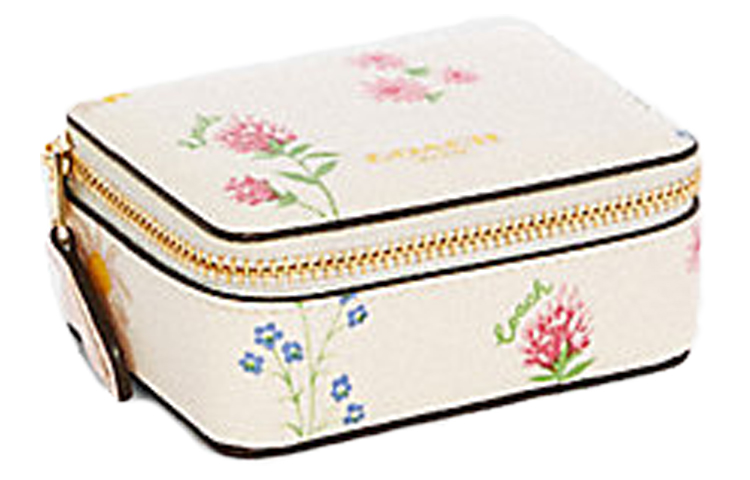

COACH Мини косметичка из кожи и ткани с покрытием Bo, White