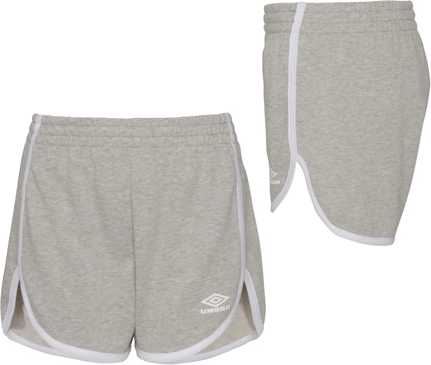 Классические спортивные шорты для девочек Umbro, светло-серый меланж/белый — фото 4