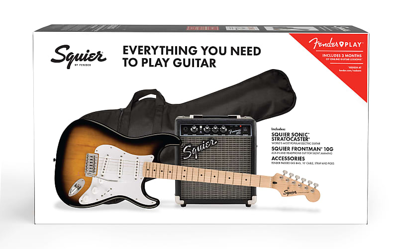 

Электрогитара Squier Sonic Series Stratocaster Electric Guitar Package Deal 2 Color Sunburst 0371720003