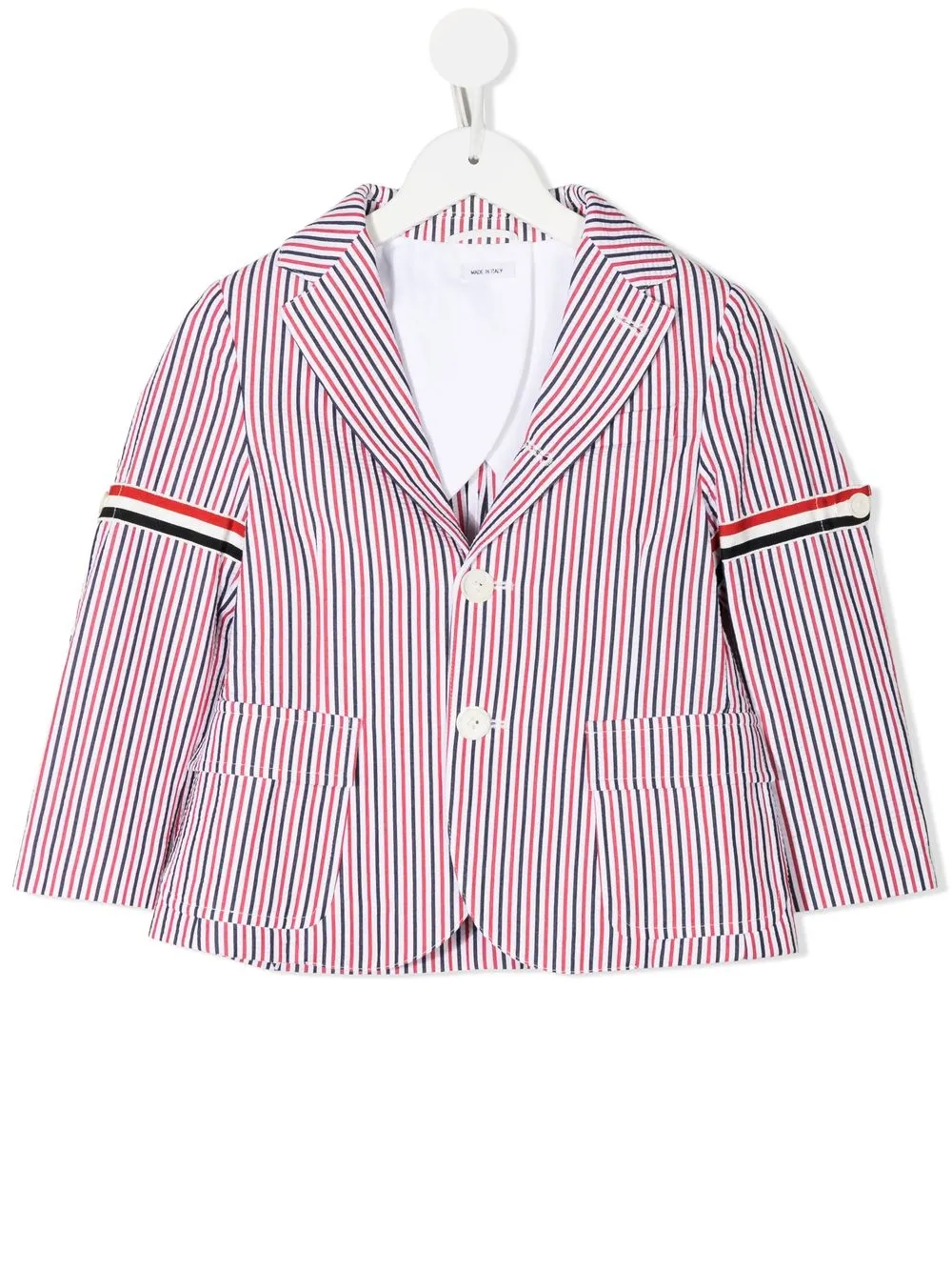 

Однобортный блейзер в полоску Thom Browne Kids, мультиколор