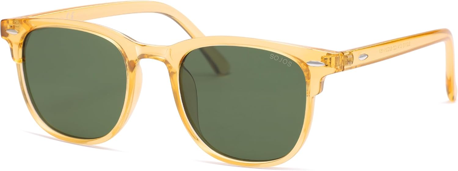 

Солнцезащитные очки SOJOS в стиле ретро-винтаж, квадратные, поляризованные, для женщин и мужчин, с линзами, защищающими от УФ-излучения, оправа TR90, модель SJ2112, Crystal Yellow/Dark Green