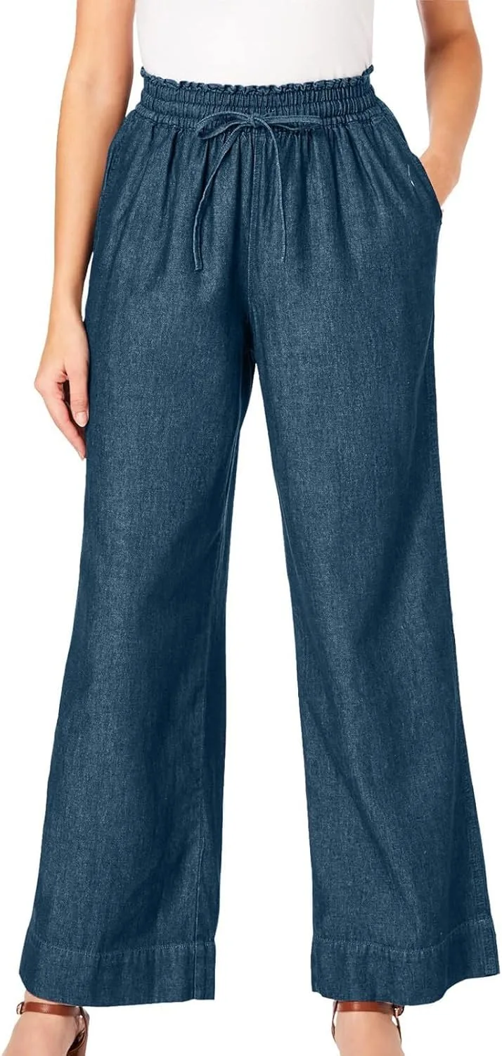 

Женские брюки палаццо с высокой талией и широкими штанинами