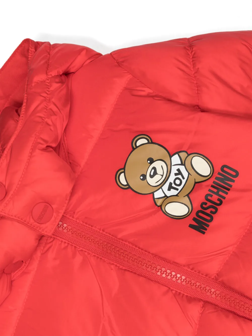 Стеганая куртка с принтом Teddy Bear Moschino Kids, красный — фото 3