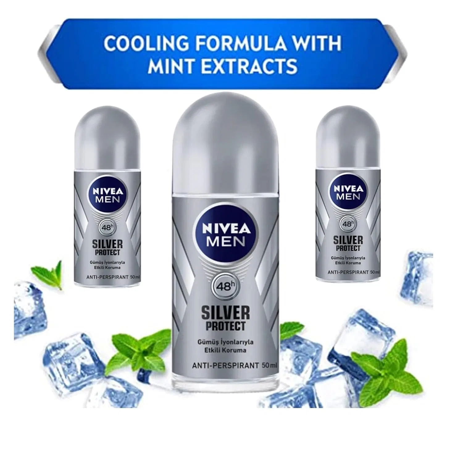Мужской антиперспирант-ролик Silver Protect от NIVEA, 3 шт. Nivea — фото 2