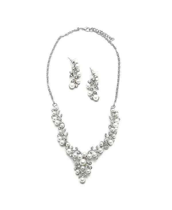 

Женское колье и серьги из белого жемчуга (7-8 мм) (комплект из 2 шт.) Sohi, white