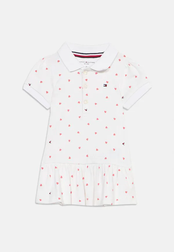 Платье-Поло с ажурным принтом в виде сердечек, трикотажное платье Tommy Hilfiger, White — фото 3