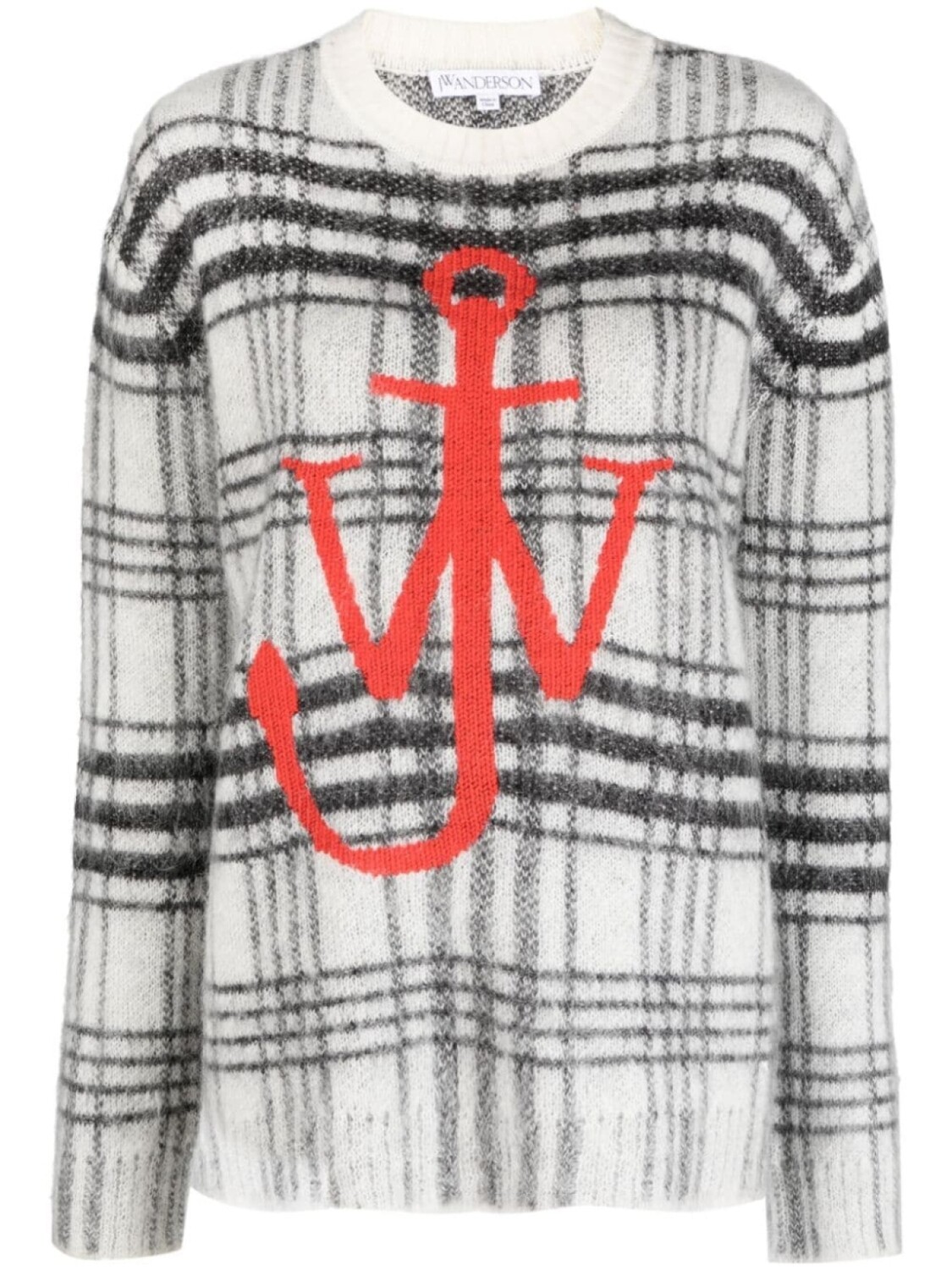 

JW Anderson logo-embroidered check-pattern jumper, белый