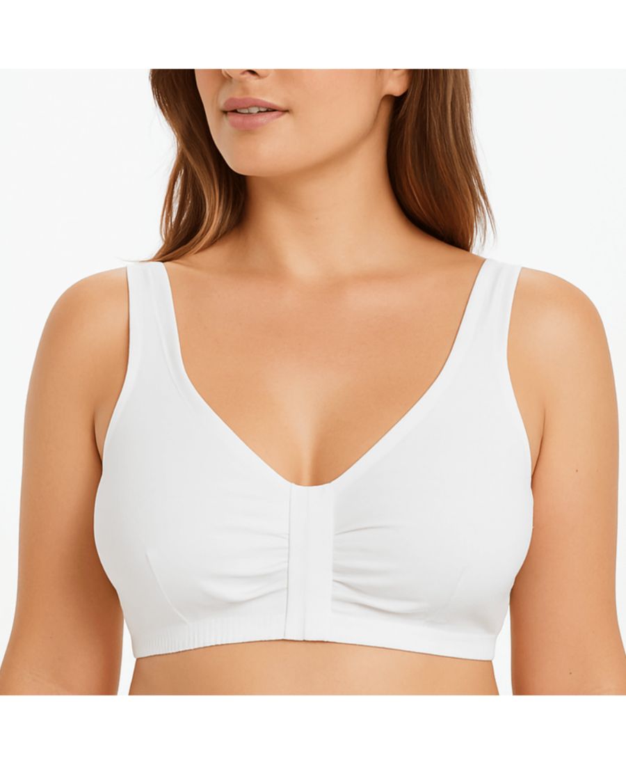

Женский хлопковый бюстгальтер Ease с застежкой спереди для женщин после мастэктомии Meadow, White