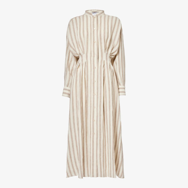 

Льняное платье макси yole в полоску Max Mara, белый