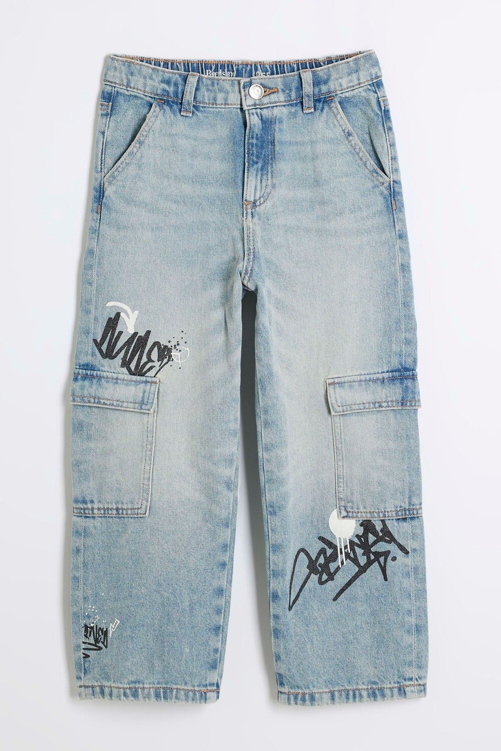 

Джинсы карго с граффити для мальчиков River Island, синий