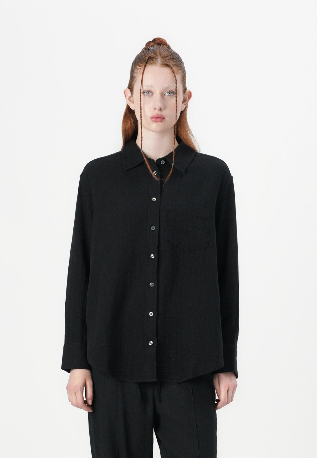 

Блузка на пуговицах RELAXED GAUZE SHIRT GAP, черный