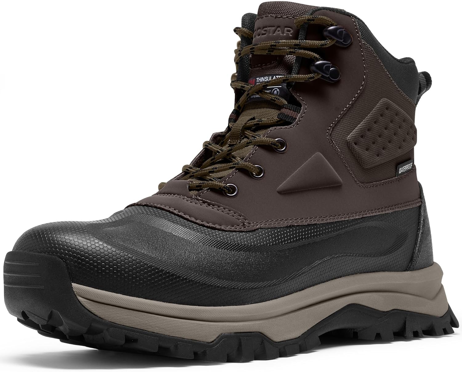 

Мужские зимние ботинки с утеплителем и водонепроницаемой конструкцией для походов Coostar, темно-коричневый