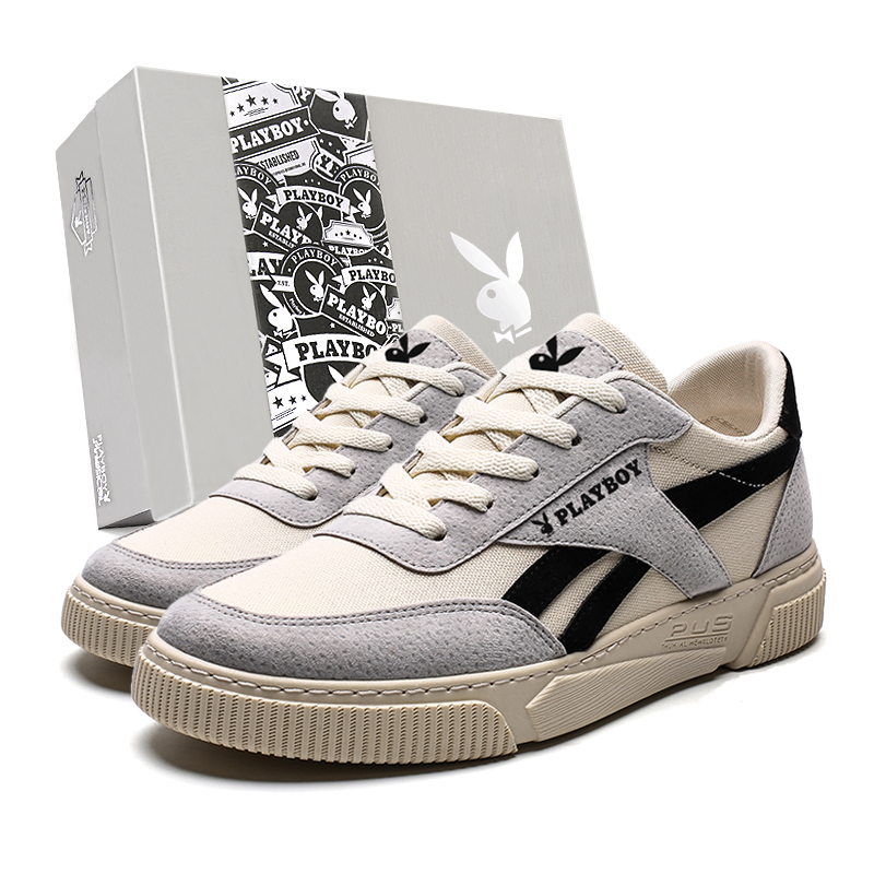 

Playboy Мужские лоу-топ скейтборд кроссовки бежево-черные, цвет Beige Black