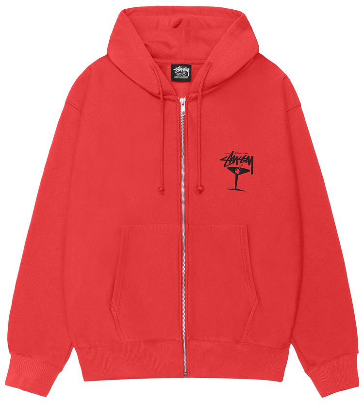 

Худи Stussy Martini Zip Hoodie 'Cayenne', красный