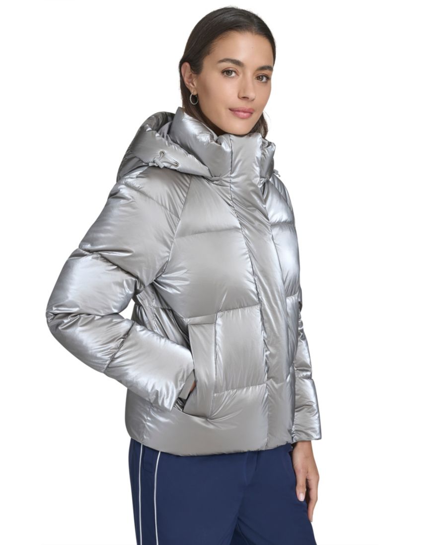 Женская стеганая пуховая куртка с капюшоном стандартного размера Levi's, Silver — фото 2