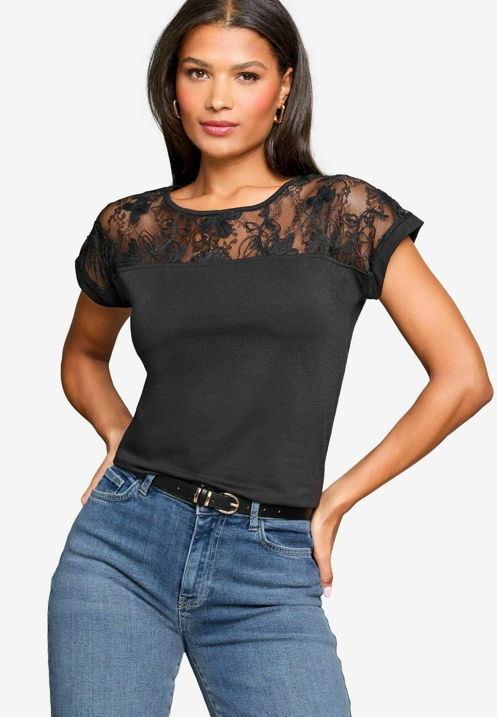 

Футболка с принтом REGULAR FIT-YOKE DETAIL Lipsy, черный