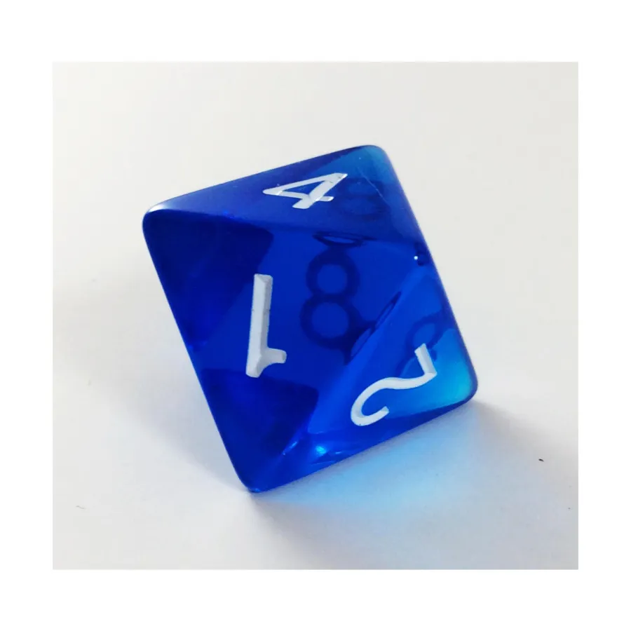 

Jumbo d8 — полупрозрачный синий, Dice - Jumbo Transparent (Koplow)