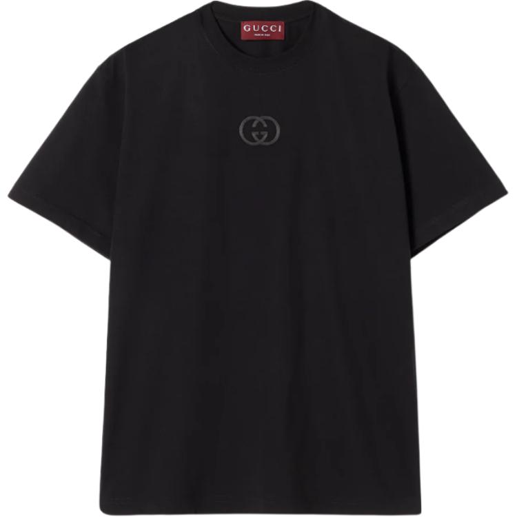 

Футболка из хлопкового трикотажа с вышивкой Gucci, черный
