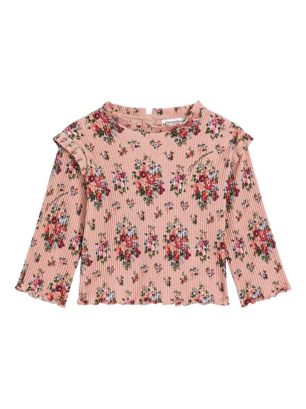 Топ с оборками и цветочным принтом Dolce & Gabbana Kids, розовый