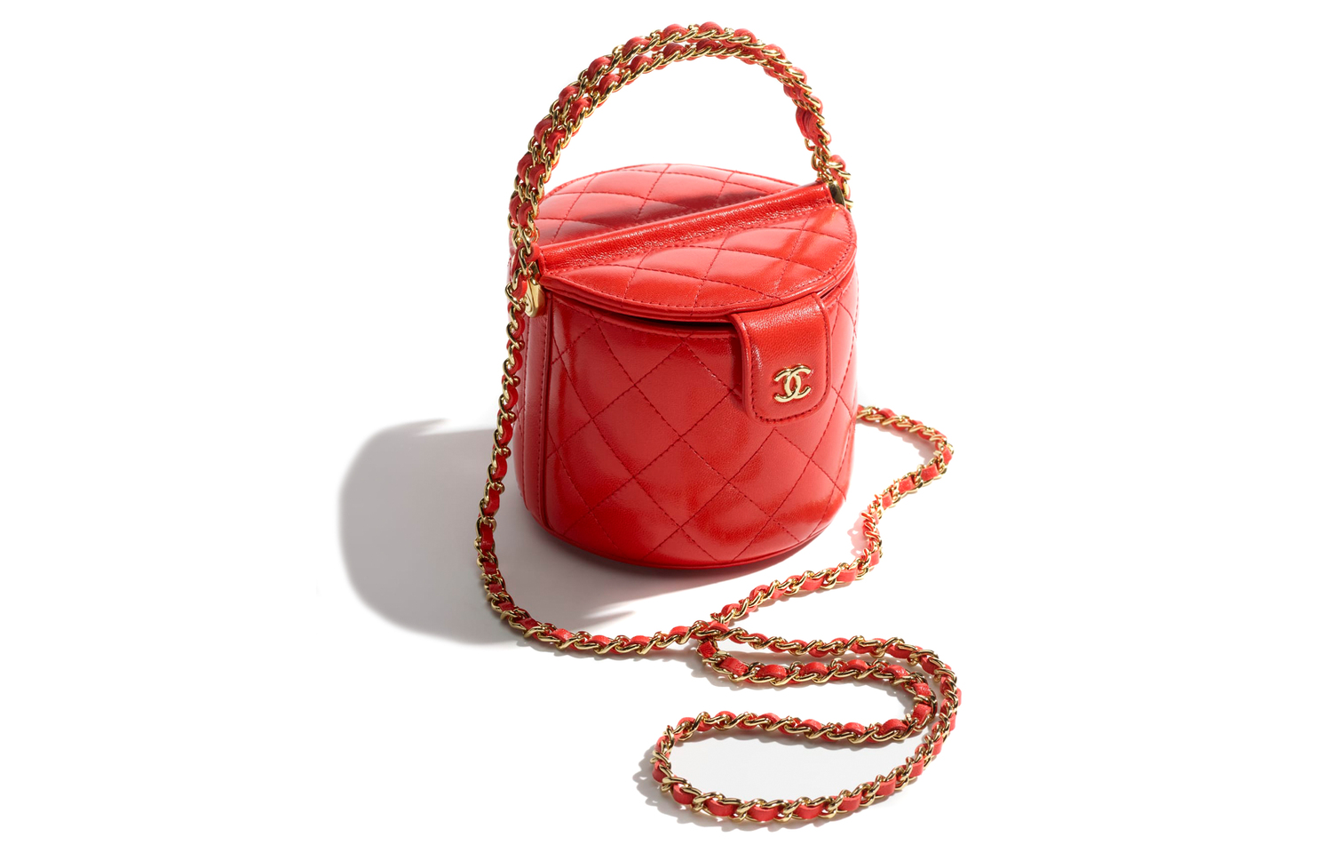 CHANEL Ранняя весна 23c, овчина, ведро, пикник, сумка, через плечо, кроссбоди, women's, red — фото 3