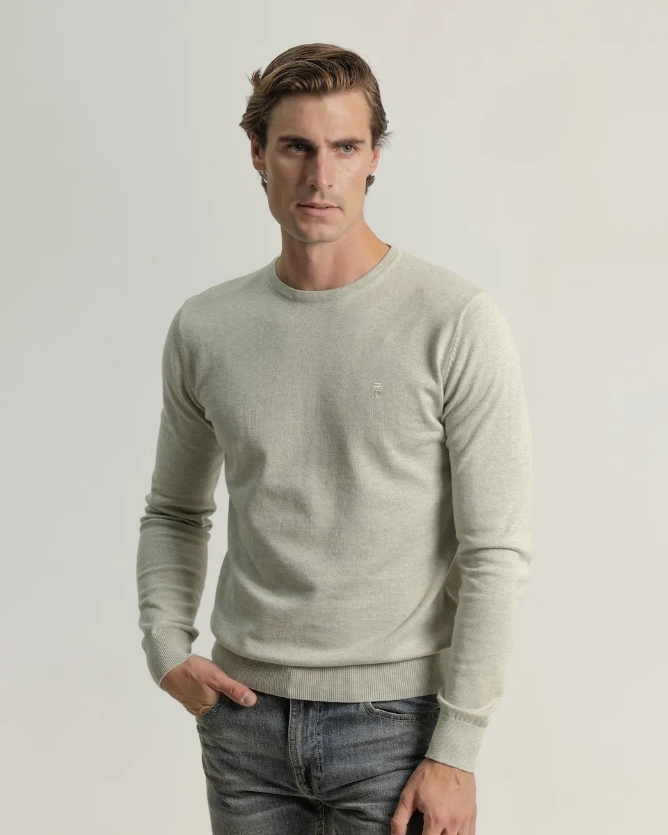 

Мужской свитер с круглым вырезом из хлопка PuroEgo, светло-серый