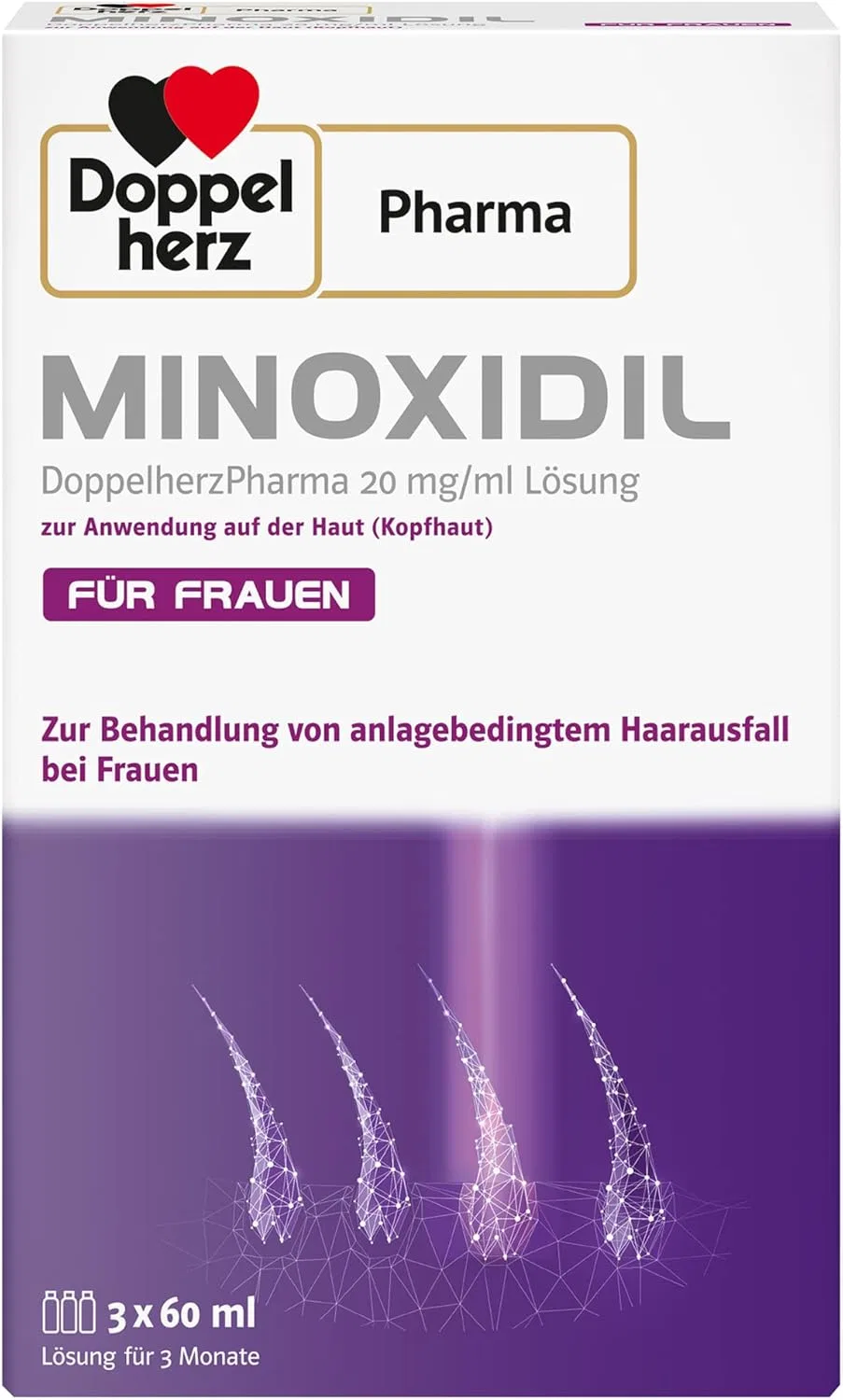 Раствор Minoxidil DoppelherzPharma 2% для лечения выпадения волос у женщин Doppelherz