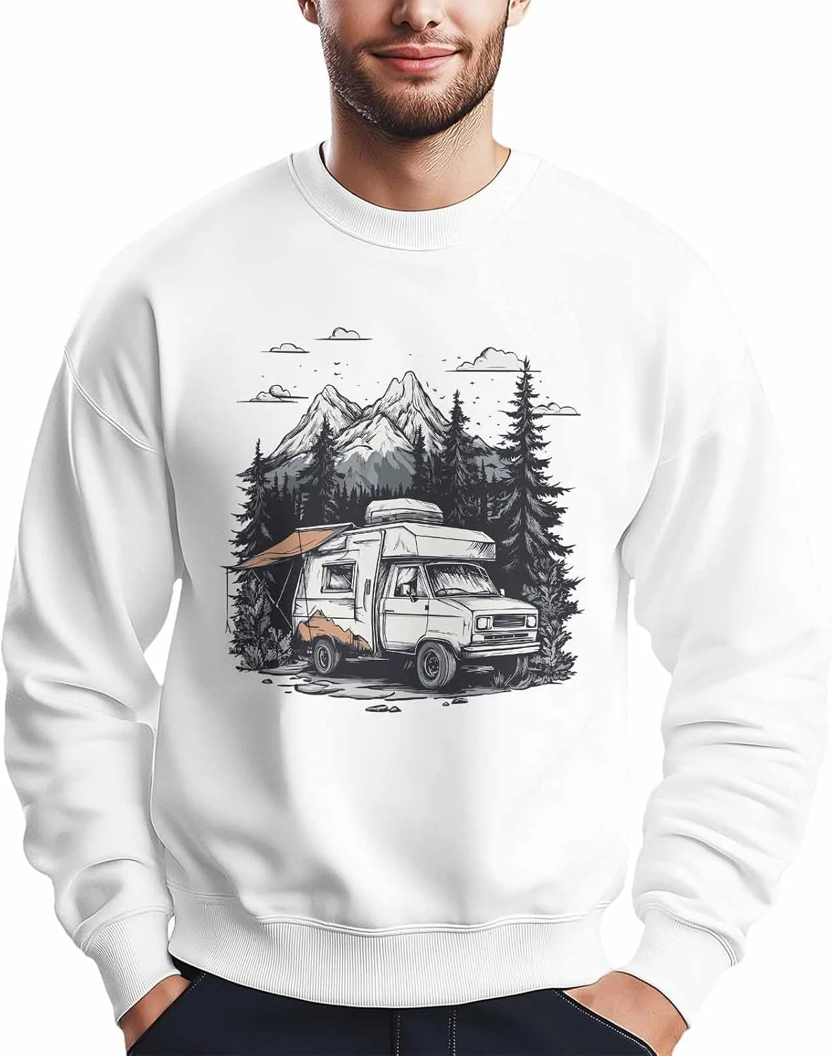 

Мужской свитшот с принтом Forest Camping Party, Crewneck, длинный рукав Winvebermior