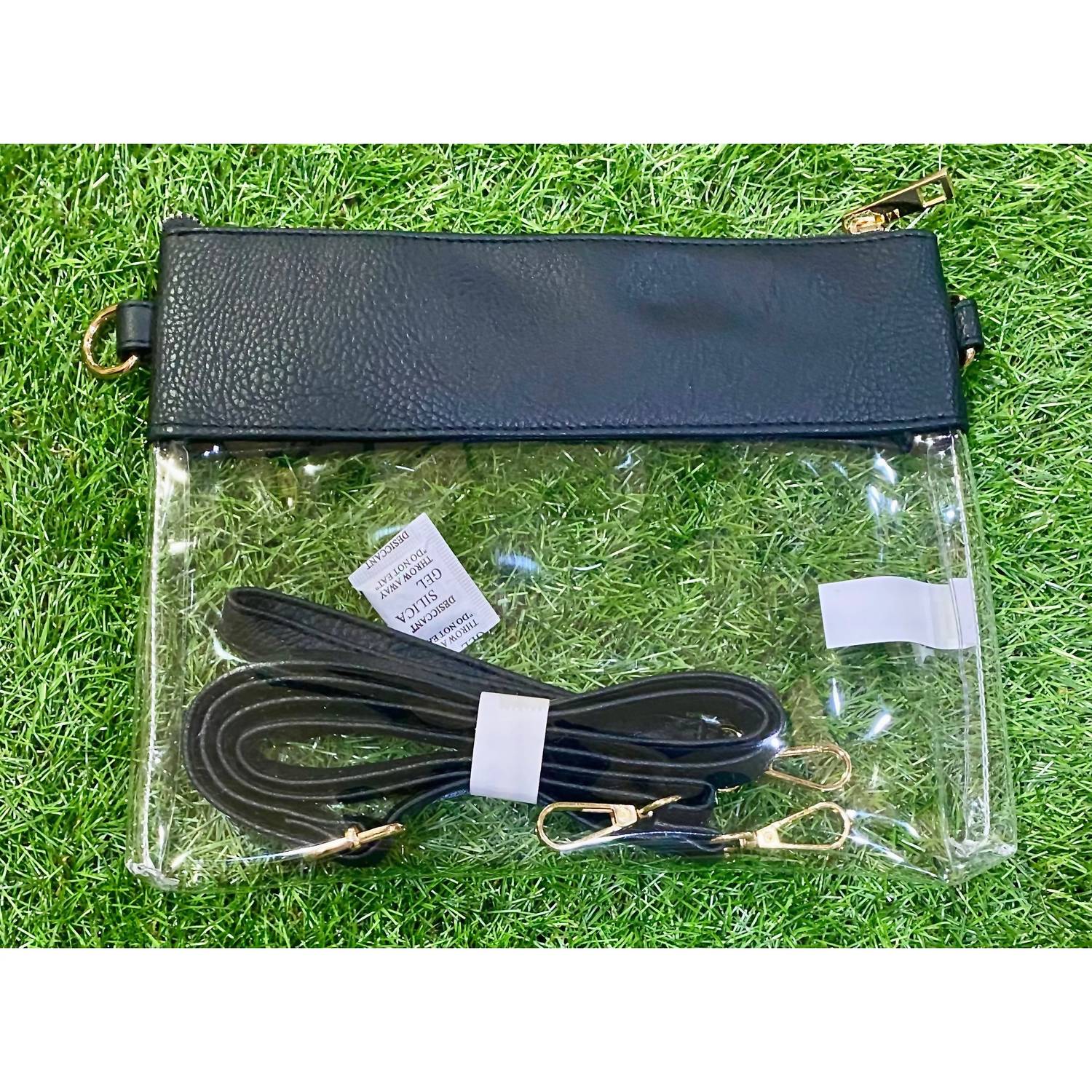 

Черная прозрачная кросс-боди сумка Game Day с отделкой из экокожи MiMi Wholesale