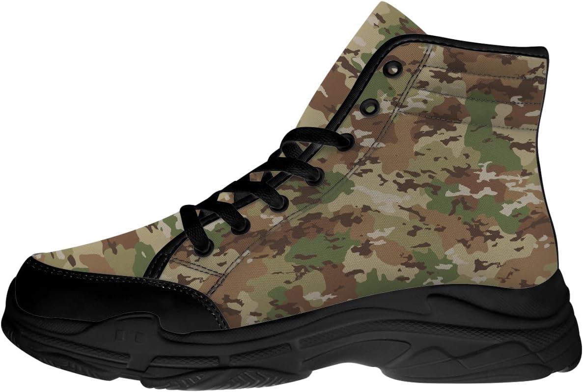 

Кроссовки Quorax Camouflage с высоким верхом для мужчин и женщин, на шнуровке, из ткани, подарок для него и для нее, зеленый