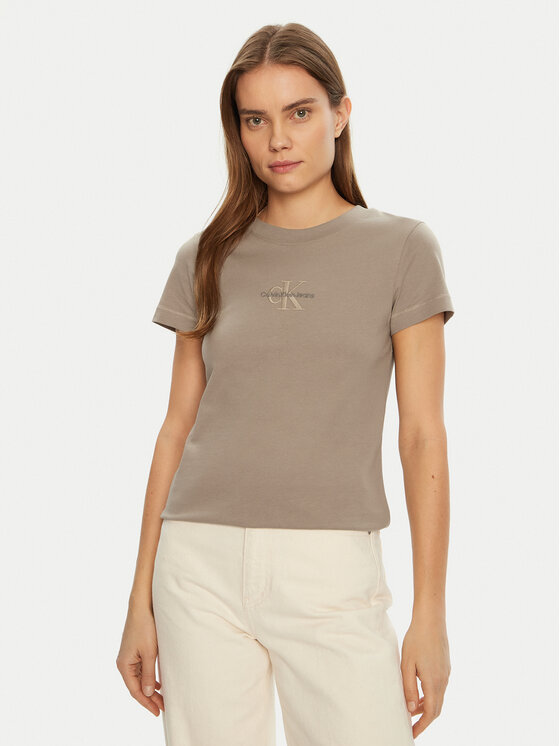 

Облегающая футболка Monologo J20J223563 Calvin Klein Jeans, бежевый