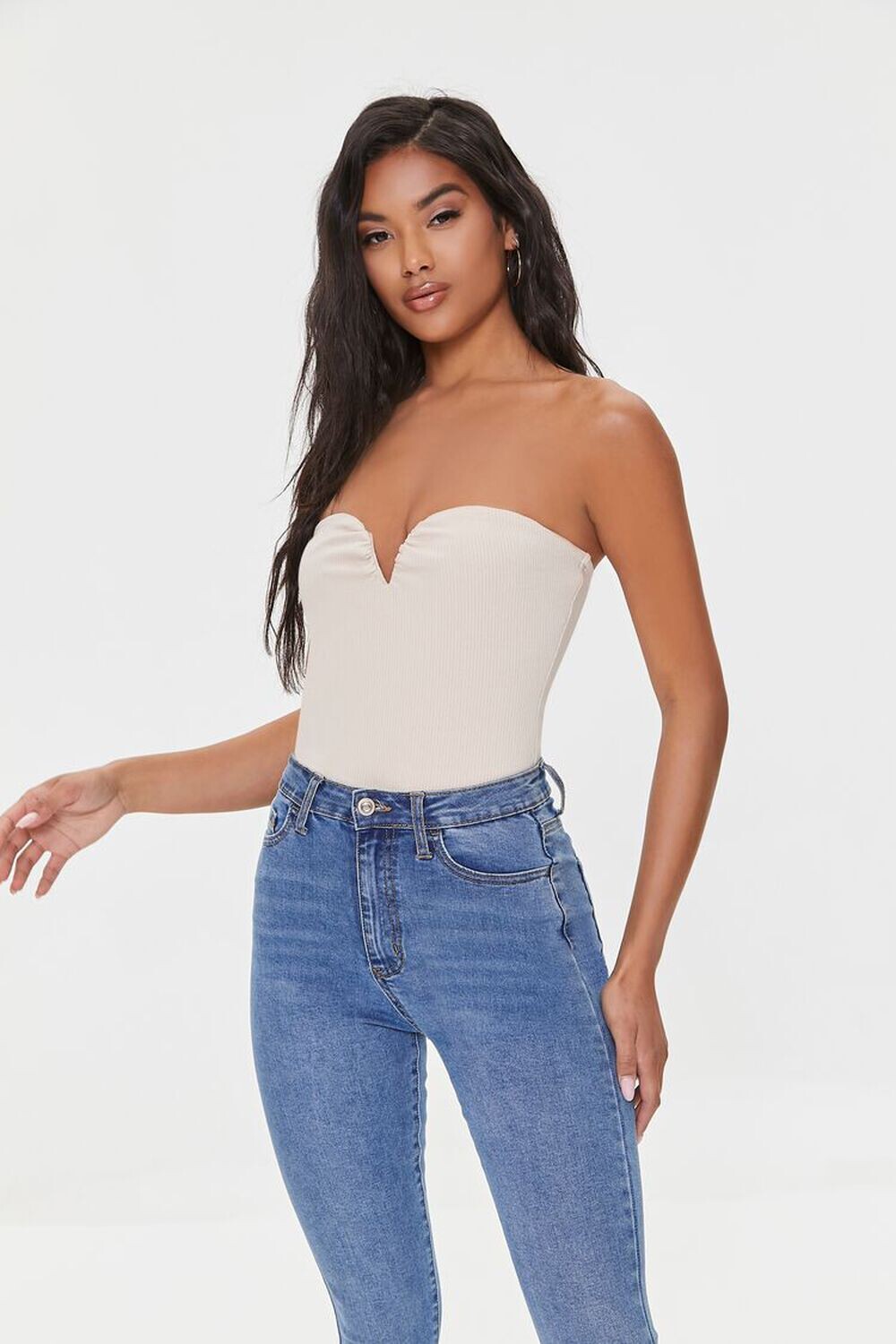 

Боди без бретелек в форме сердца Forever 21, бежевый
