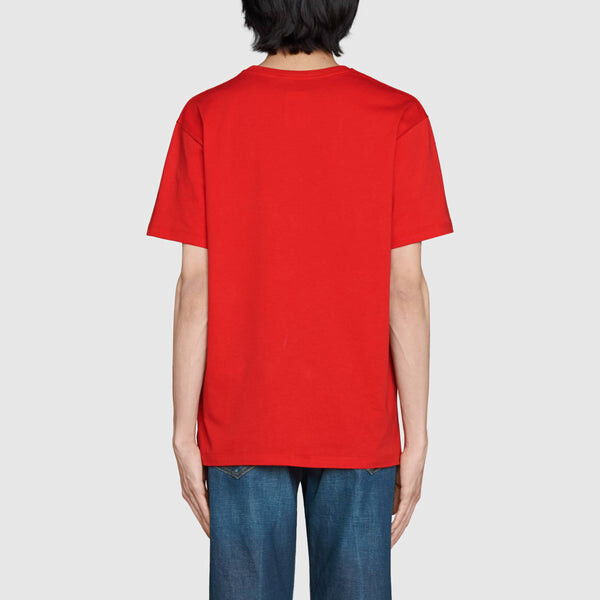 Футболка GUCCI SS21 520 Rainbow Stars Logo tee 'Red', красный — фото 3