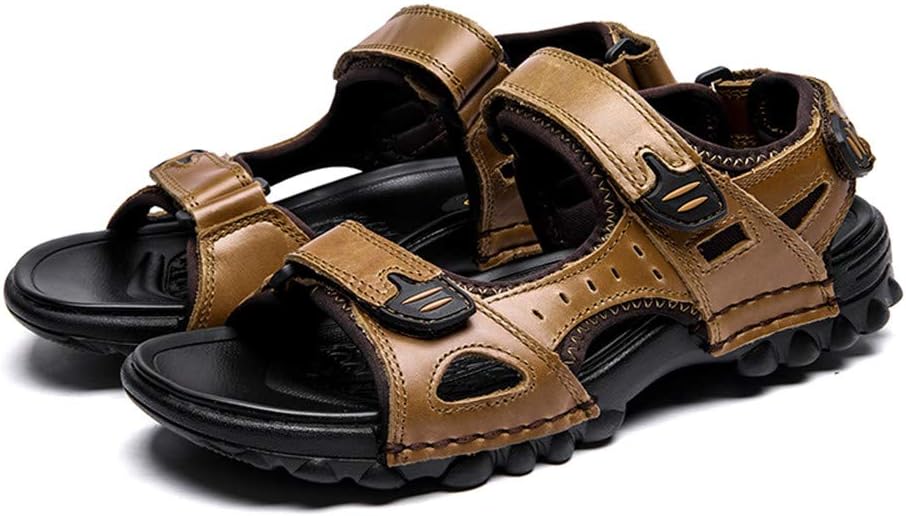 

Мужские спортивные сандалии для активного отдыха на лето, кожаные походные и пляжные обувь, дышащие, с открытым носком и ремешком, для прогулок и рыбалки Asifn, коричневый