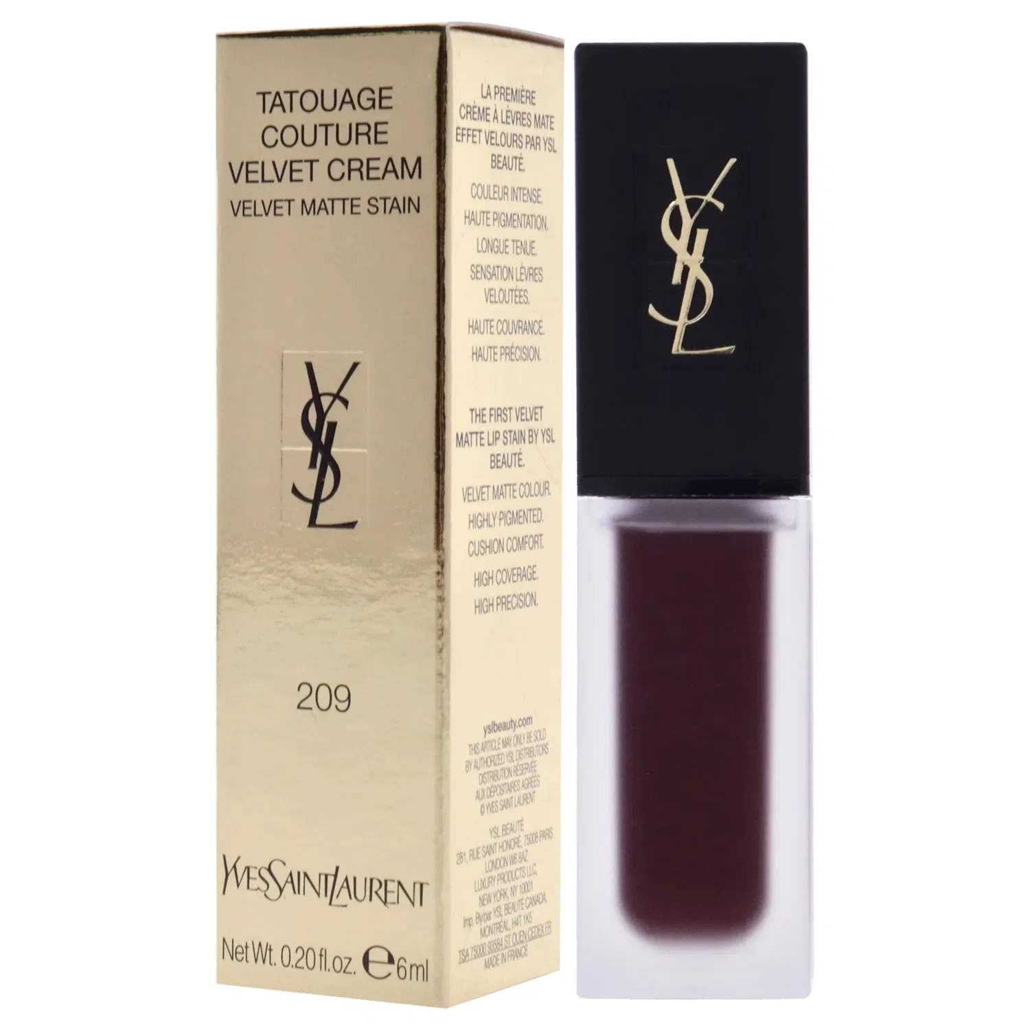 Помада Tatouage Couture Velvet Matte Cream - 209 Anti-Social Prune от Yves Saint Laurent для женщин - 0,2 унции — фото 4