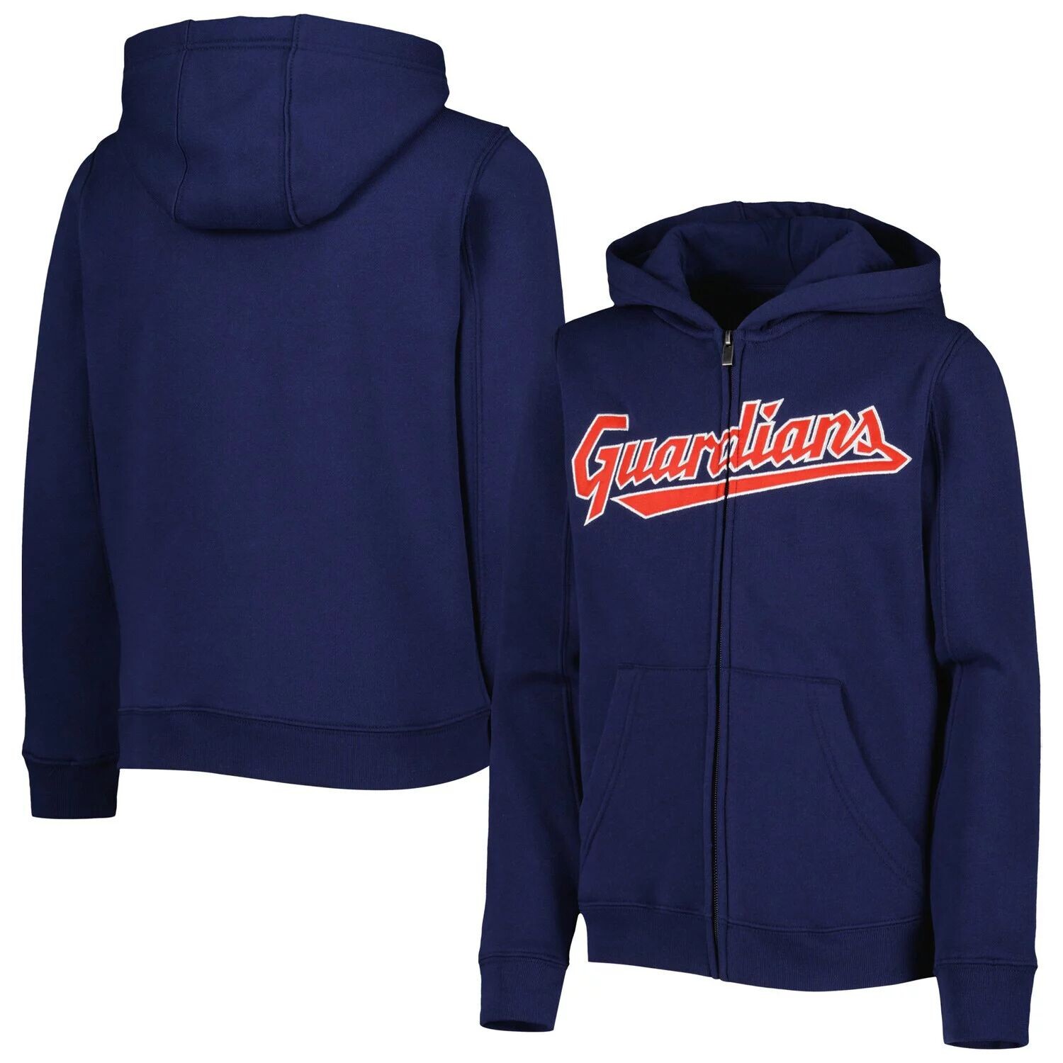 

Флисовая толстовка с молнией во всю длину и надписью Youth Navy Cleveland Guardians Outerstuff