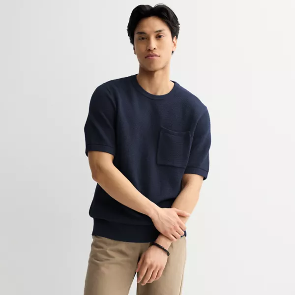 

Мужская футболка с коротким рукавом и фактурной вязкой Sage And Steel, цвет naval academy