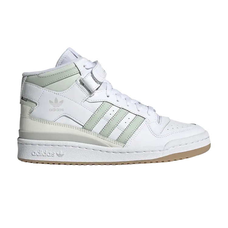 Кроссовки Adidas Wmns Forum Mid высокие с логотипом, белый/салатовый