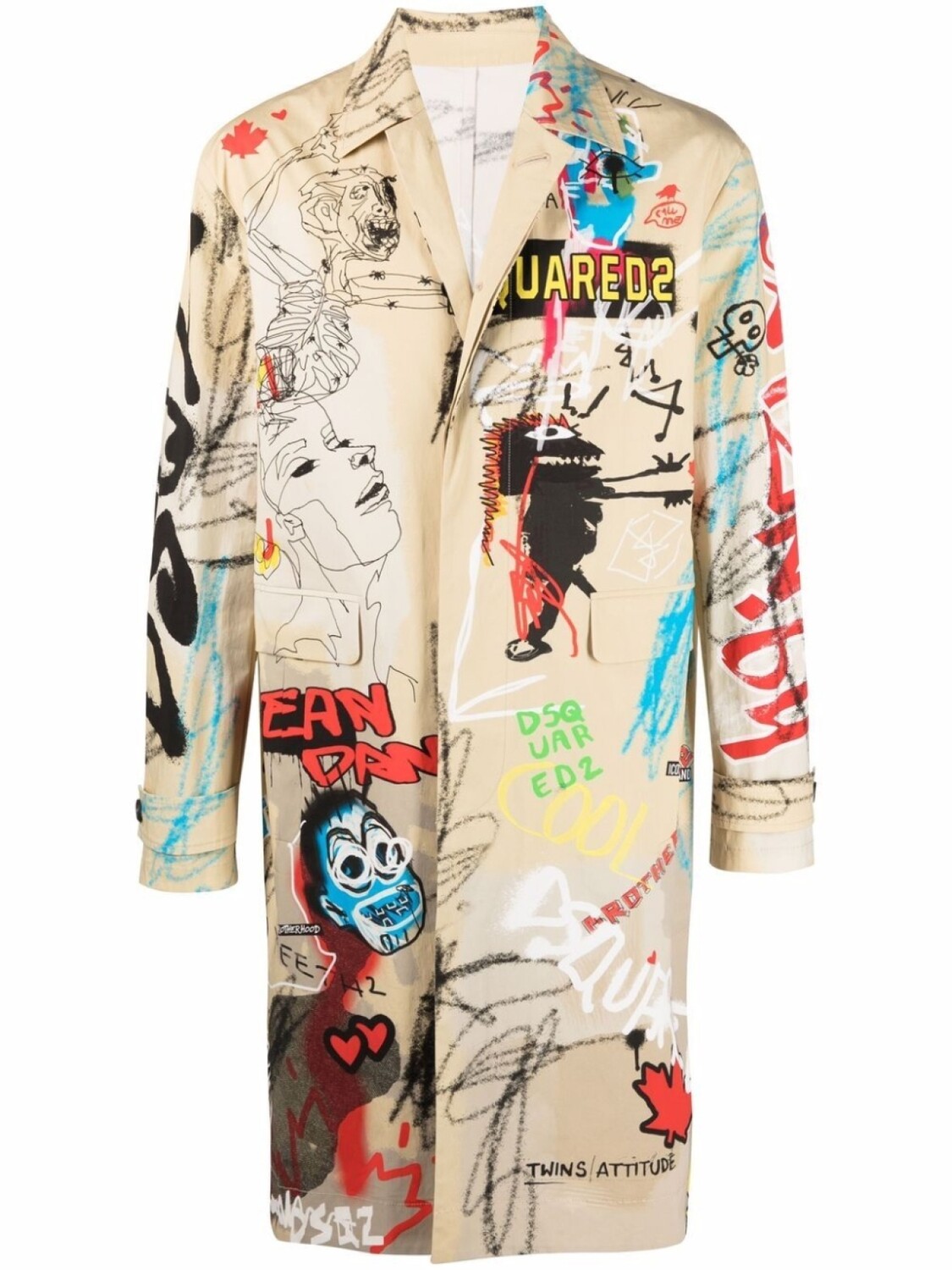 

Dsquared2 однобортное пальто с графичным принтом, нейтральный цвет