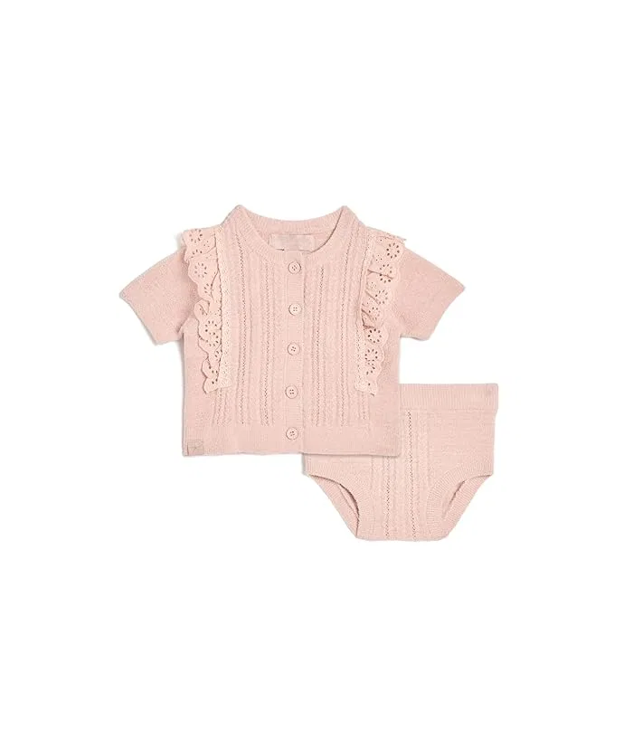 Комплект с хлопковым кружевом CozyChic Ultra Lite Barefoot Dreams Kids, Black Woven Twill