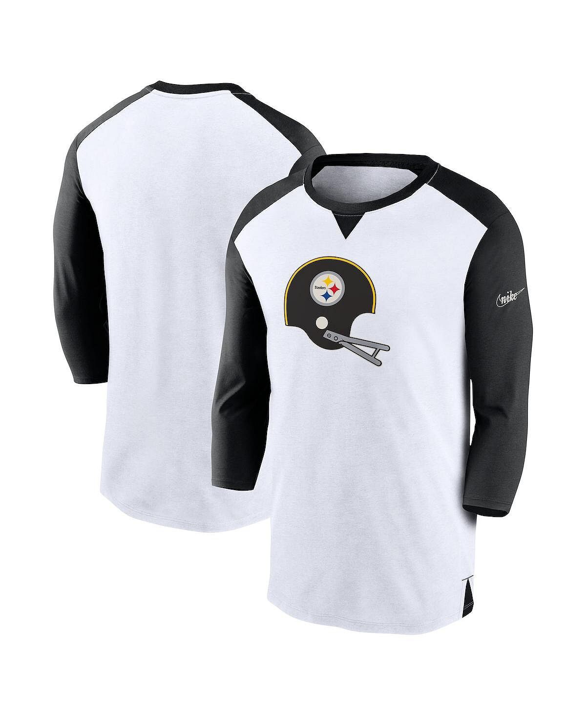 

Мужская бело-черная футболка Pittsburgh Steelers Rewind с рукавом 3/4 Nike, Черный, Мужская бело-черная футболка Pittsburgh Steelers Rewind с рукавом 3/4 Nike