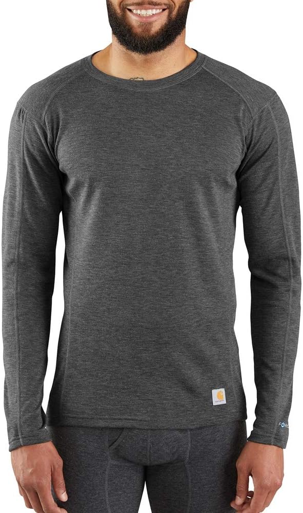 

Carhartt мужская базовая футболка MBL131 Base Force Midweight из полиэстера и шерсти, Dark Black Heather