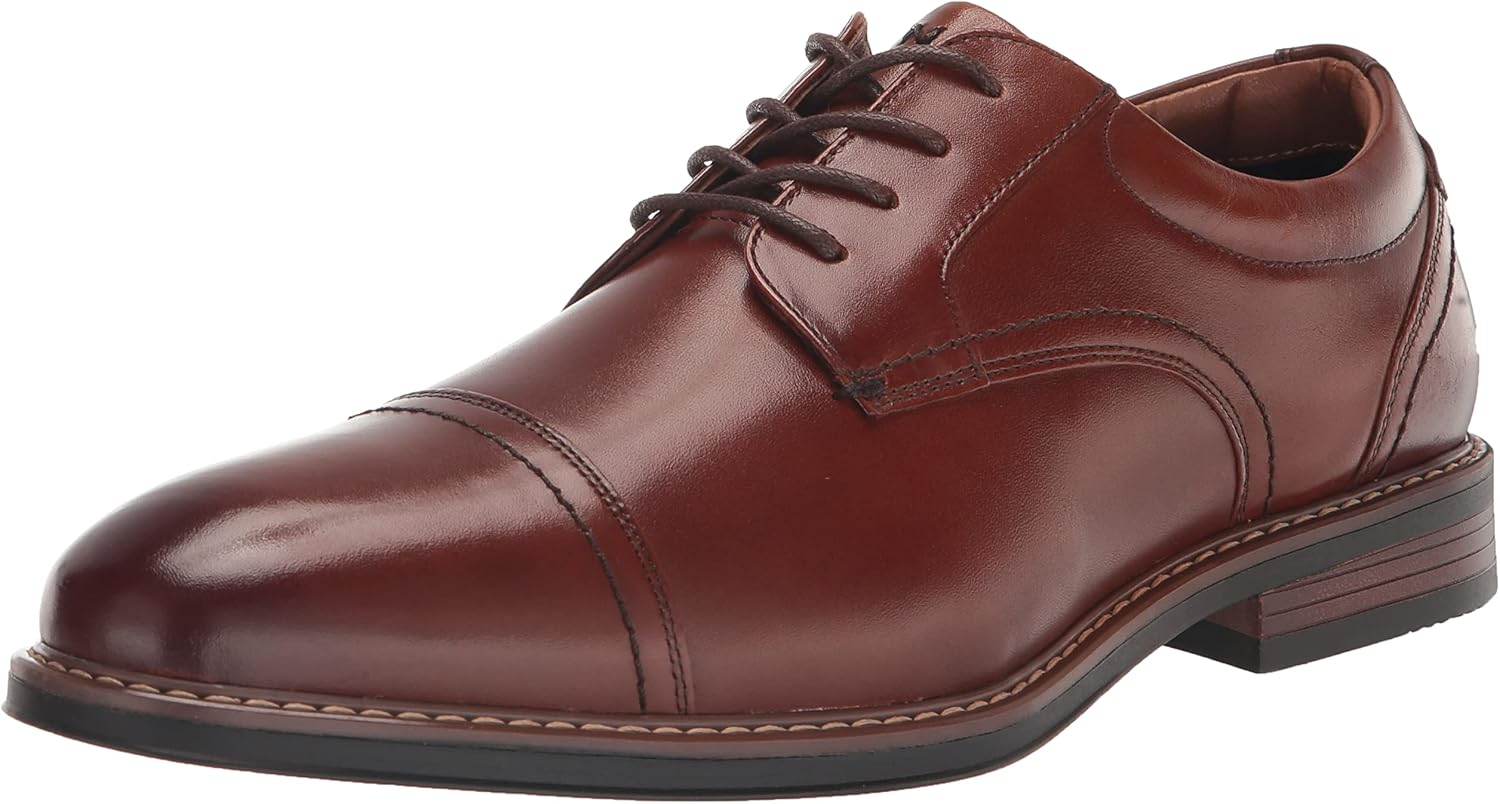 

Мужские оксфорды Nunn Bush Centro Flex с круглым носком, кожаные, удобные, с шнуровкой, для повседневной и официальной носки, Cognac