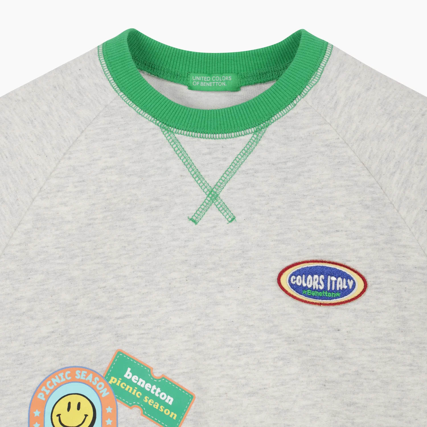 Детский свитшот Unique Patch, овсяный, от Benetton Kids — фото 3
