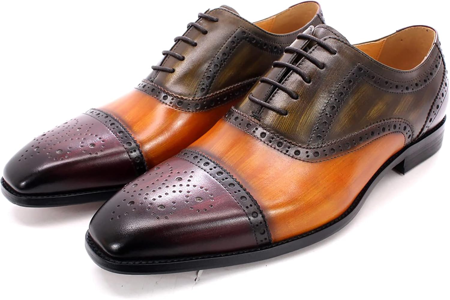 

Мужские броги классические туфли на шнуровке из кожи, ретро для свадьбы и бизнеса, офисные оксфорды, синие, 41 Generic