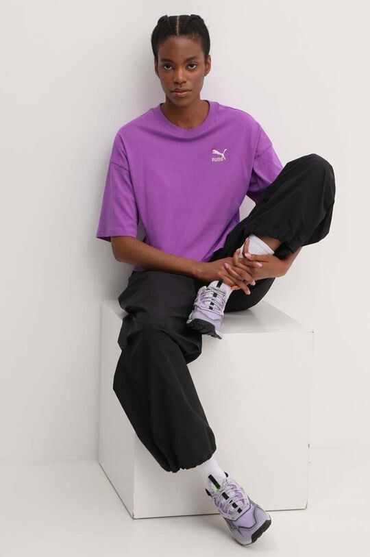 

Хлопковая футболка Puma, фиолетовый