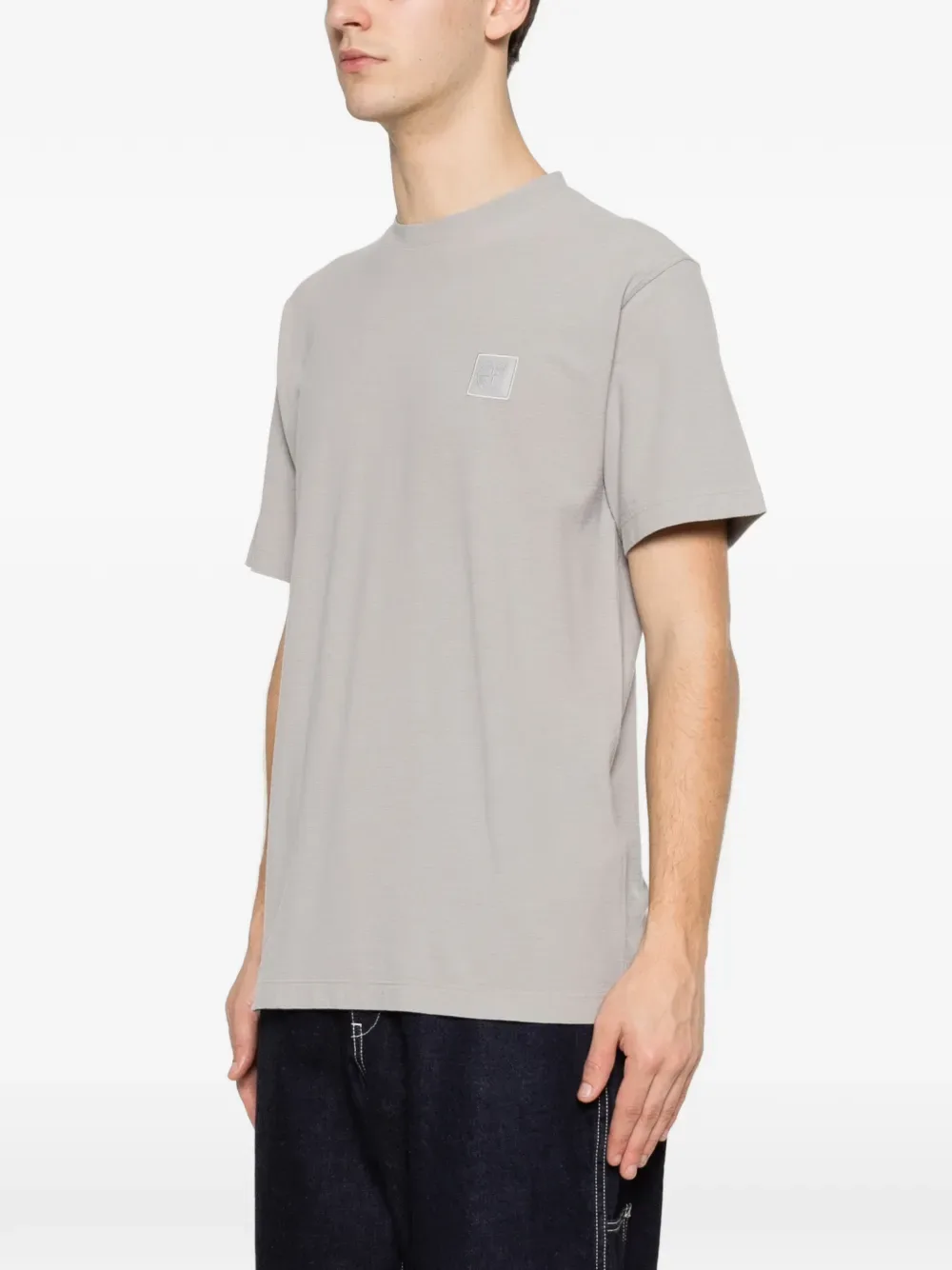 Футболка с круглым вырезом и нашивкой-логотипом Stone Island, серый — фото 3