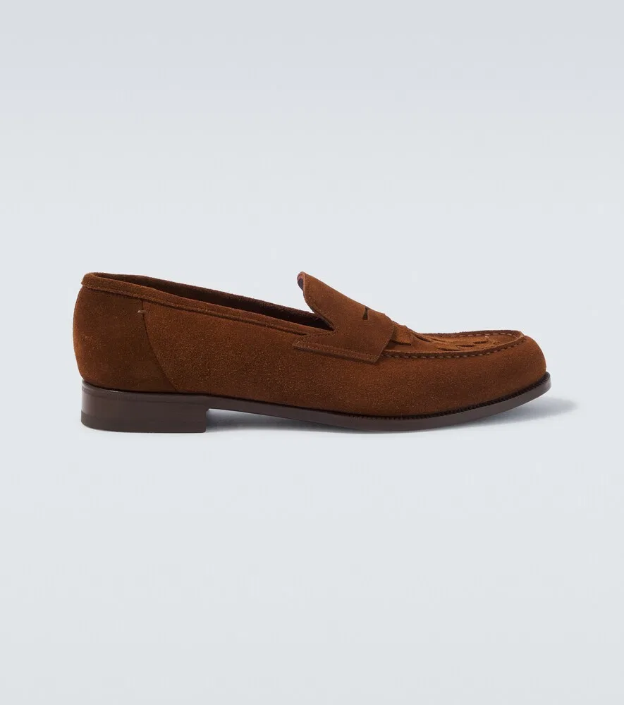 Лоферы из плетеной замши Lardini, коричневый