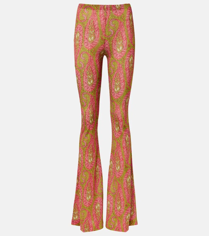 Расклешенные брюки с узором пейсли Etro, зеленый